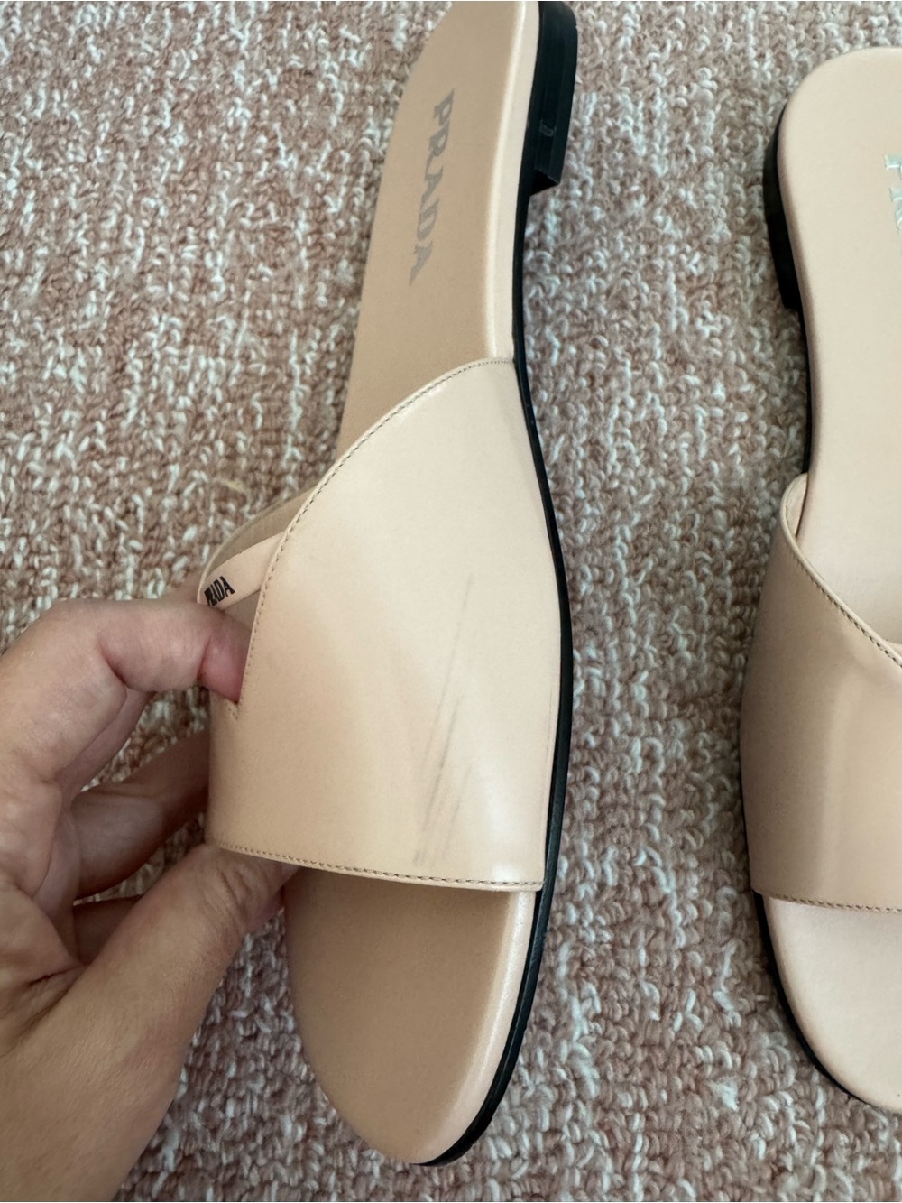 Prada Patent Leather Slides in Nude Beige - Picture 3 of 5
